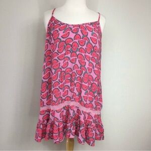 3/$25 Mer + Lune Pink Watermelon Gauzy Flounce Mini Dress Size XS Tropical Beach